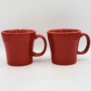 VTG Fiesta Ware Scarlet Red Mug Set 2 Homer Laughlin Ring Handle Coffee Cup
